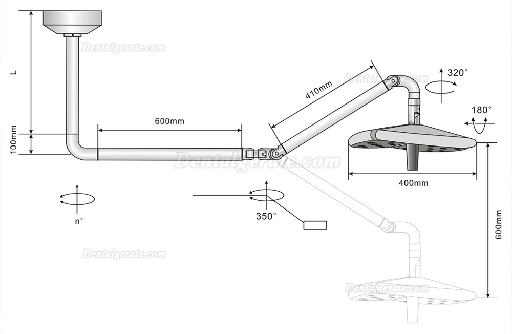 KWS KD-2036D-4 80W LED-OP-Leuchte / Deckenmontierte schattenfreie Dentallampe